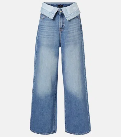 7 For All Mankind Double Layer Slouchy Wide-leg Jeans In Blue
