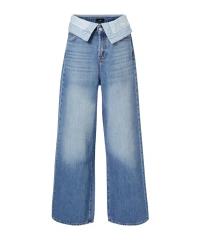 7 For All Mankind Double Layer Slouchy Wide-leg Jeans In Blue