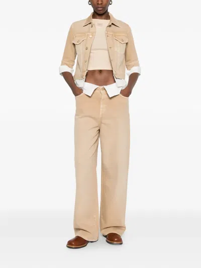 7 For All Mankind Double Layer Wide-leg Jeans In Neutral