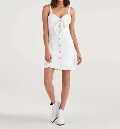 7 For All Mankind Double Tie Buttoned V Neck Mini Dress In White