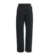 7 For All Mankind Double-waisted Hussle Wide-leg Jeans In Black