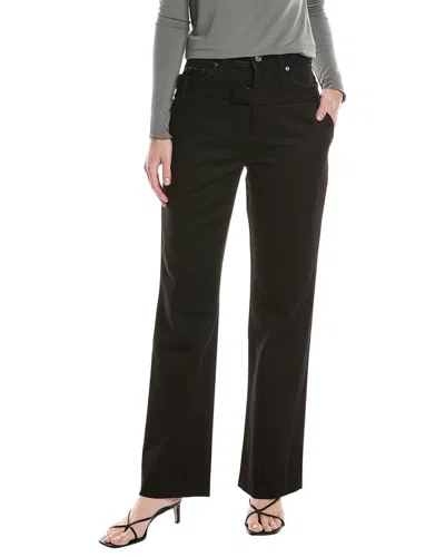 7 For All Mankind Double Waisted Trouser In Black