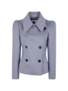 7 For All Mankind Double-breasted Blazer In Grey