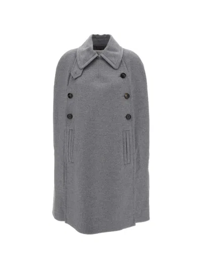 7 For All Mankind Double-breasted Cape In Gray