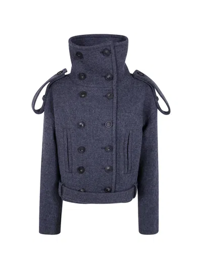 7 For All Mankind Double-breasted Coat In Grey
