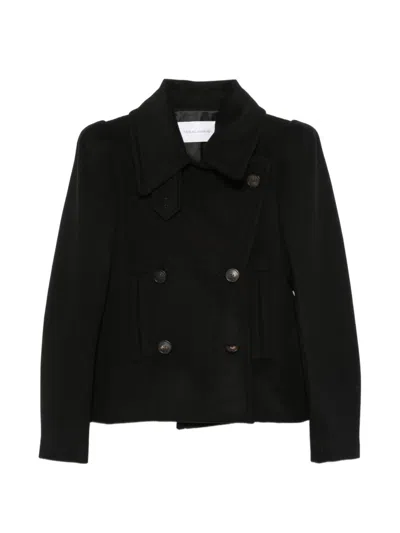 7 For All Mankind Double-breasted Wool Jacket With Structured Shoulders  In Black