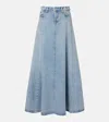 7 For All Mankind Drama Full Length Denim Skirt In September In Blue