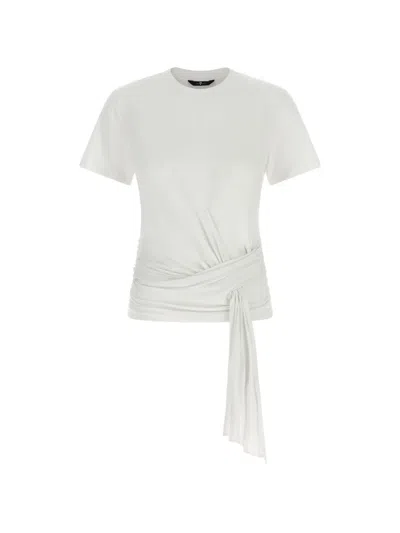 7 For All Mankind Draped Detail T-shirt In White
