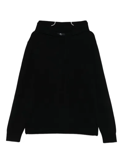 7 For All Mankind Drop-shoulder Hoodie In Black