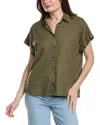 7 For All Mankind Easy Linen-blend Shirt In Green