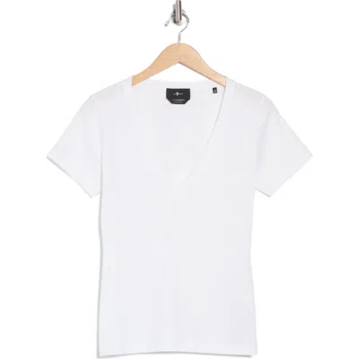 7 For All Mankind Easy V-neck T-shirt In Optic White