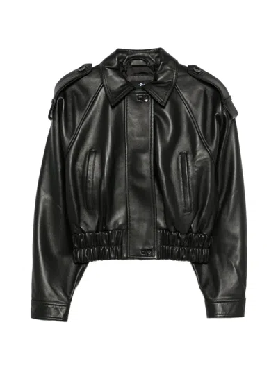 7 For All Mankind Elasticated-waist Leather Jacket In Multi