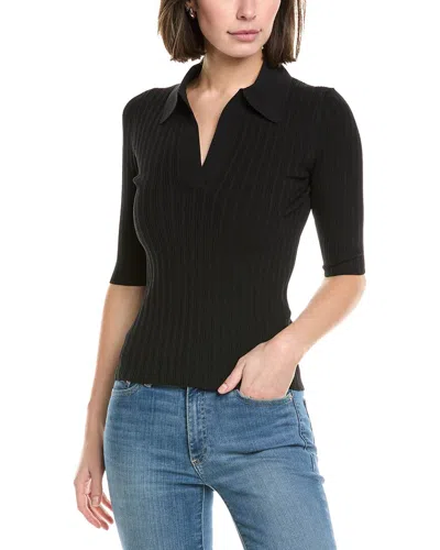 7 For All Mankind Elbow Sleeves Henley In Black