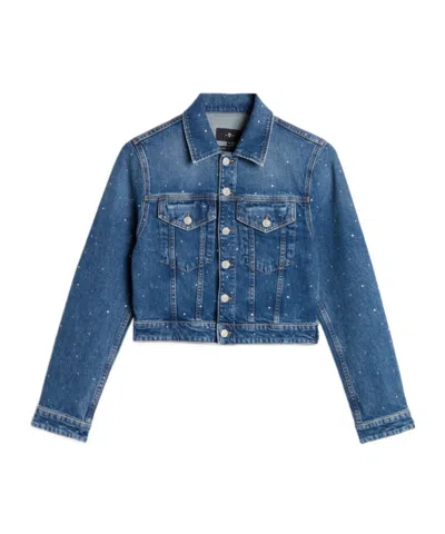 7 For All Mankind Embellished Shrunken Jacket In Blue