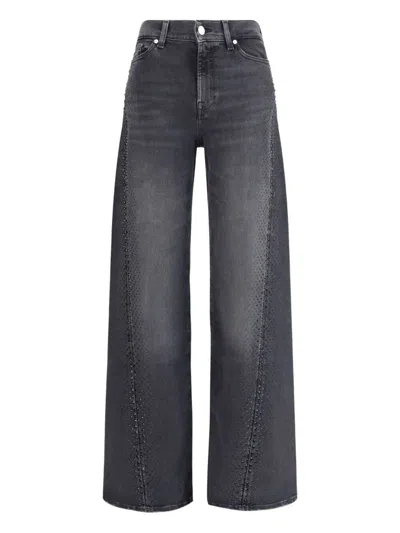 7 FOR ALL MANKIND 7 FOR ALL MANKIND EMBELLISHED TWISTED LOTTA WIDE LEG JEANS CLOTHING
