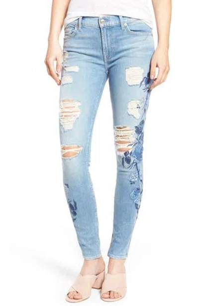 7 For All Mankind ® Embroidered Ankle Skinny Jeans In Blue