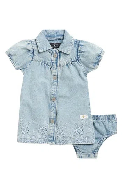 7 For All Mankind Babies'  Embroidered Denim Dress & Bloomers Set In Blue