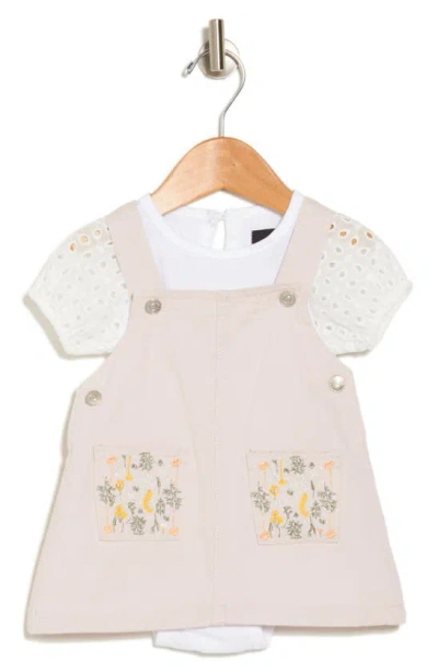 7 For All Mankind Babies' Embroidered Jumper Dress & Eyelet Bodysuit Set In Pink