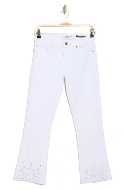7 For All Mankind Emea Embroidered Eyelet Crop Bootcut Jeans In White Shell