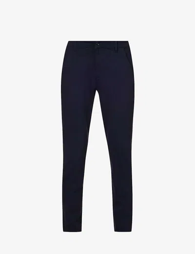 7 For All Mankind Mens Navy Brand-patch Belt-loop Regular-fit Stretch-denim Jeans
