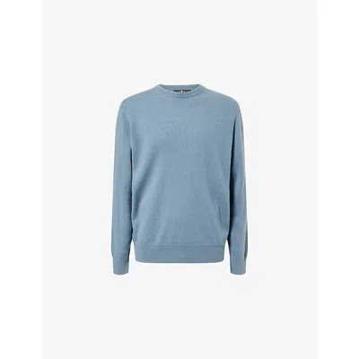 7 For All Mankind Ens Titan Crewneck Logo-patch Cashmere Jumper Xl In Blue