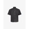 7 For All Mankind Ens Oversized Camp Denim Shirt Cavier In Black