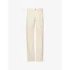 7 For All Mankind Ens Sateen Natural Slimmy Lux Performance Tapered-leg Stretch-cotton Blend Trousers In Sateen Natural