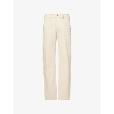 7 For All Mankind Ens Sateen Natural Slimmy Lux Performance Tapered-leg Stretch-cotton Blend Trousers