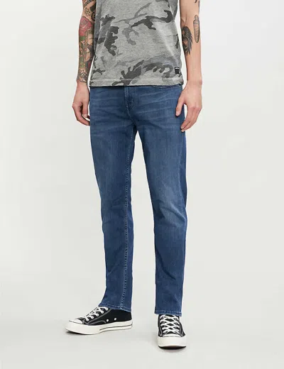 7 For All Mankind Mens Mid Blue Slimmy Luxe Performance Plus Slim-fit Jeans