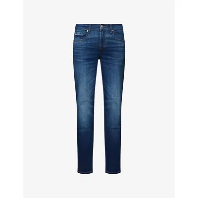 7 For All Mankind Ens Ambition Slimmy Tapered-leg Stretch-denim Jeans In Blue