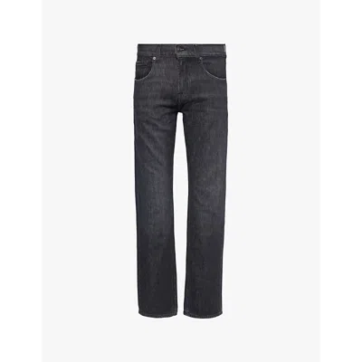 7 For All Mankind Ens Black The Straight Point Up Five-pockets Straight-leg Regular-fit Stretch-denim Jeans