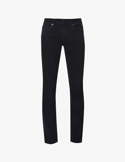 7 For All Mankind Ens Blue Black Slimmy Taper Luxe Performance Mid-rise Stretch-denim Jeans