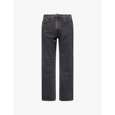 7 For All Mankind Ens Caviar Modern Straight-leg Denim Jeans In Black