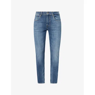 7 For All Mankind Ens Covewash Slimmy Tapered-leg Stretch-denim Jeans In Blue