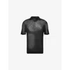 7 For All Mankind Ens Crochet Black Regular-fit Cotton-crochet Polo Shirt Xl