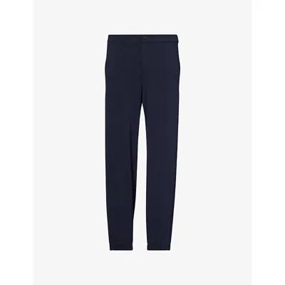 7 For All Mankind Ens Double Knit Navy Slim-fit Cotton-blend Trousers In Multi