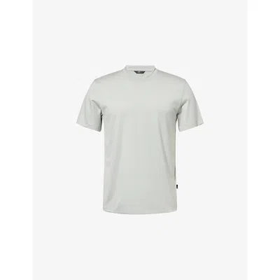 7 For All Mankind Ens Lyocell Dusty Blue Relaxed-fit Crew-neck Cotton-blend T-shirt Xs In White