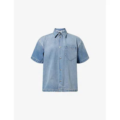 7 For All Mankind Ens Camp Relaxed-fit Denim Shirt Mason In Blue