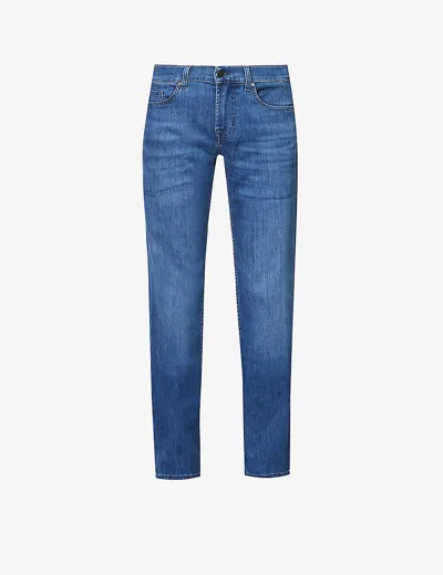 7 FOR ALL MANKIND ENS MID BLUE STANDARD LUXE PERFORMANCE REGULAR-FIT STRAIGHT-LEG STRETCH-DENIM JEANS,47163608