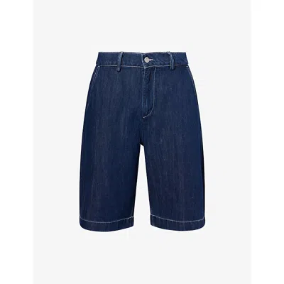 7 For All Mankind Ens Nocturnal Wide Leg Cotton And Linen Blend Chino Shorts In Blue
