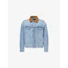 7 For All Mankind Ens Outline Perfect Corduroy-collar Relaxed-fit Denim-blend Jacket In Outline