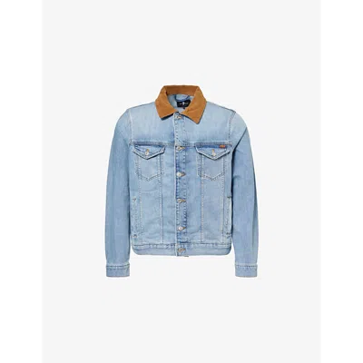 7 For All Mankind Ens Outline Perfect Corduroy-collar Relaxed-fit Denim-blend Jacket