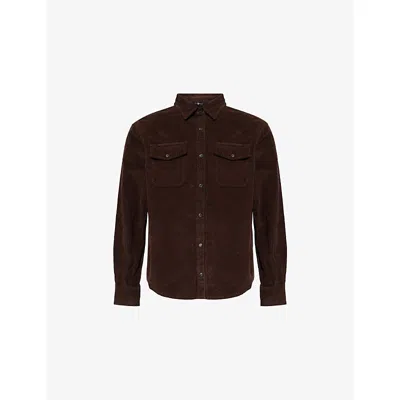 7 For All Mankind Ens Corduroy Coffee Bean Pointed-collar Cotton Corduroy Overshirt