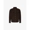 7 For All Mankind Ens Corduroy Dark Olive Pointed-collar Stretch-cotton Corduroy Overshirt In Black