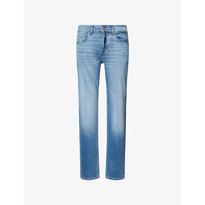 7 For All Mankind Ens Raincloud Slimmy Straight-leg Stretch-denim Jeans In Blue