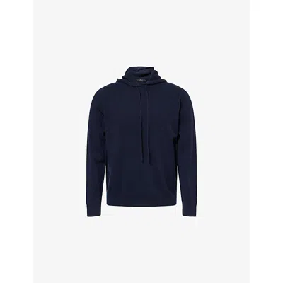 7 For All Mankind Ens Cashmere Ink Regular-fit Knitted Cashmere Hoody Xl In Blue