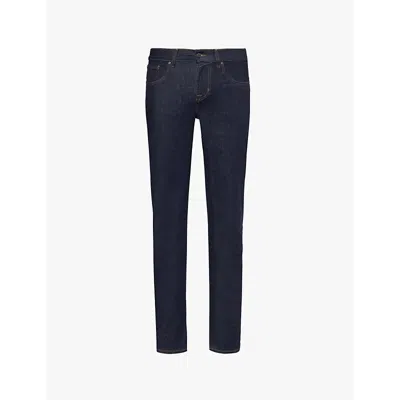 7 For All Mankind Ens Rinse Blue Slimmy Lux Performance Five-pockets Tapered-leg Slim-fit Stretch-denim Blend Jeans