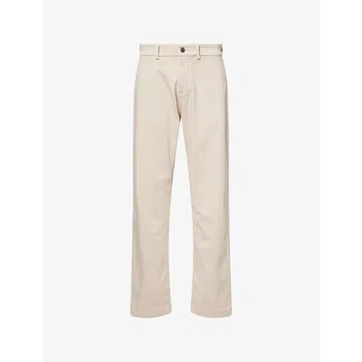 7 For All Mankind Ens  Straight-leg Stretch-cotton Blend Trousers In Sateen Bone