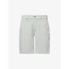 7 For All Mankind Ens  Slimmy Lux Performance Brand-patch Stretch-cotton Blend Shorts In Sateen Cool Sky