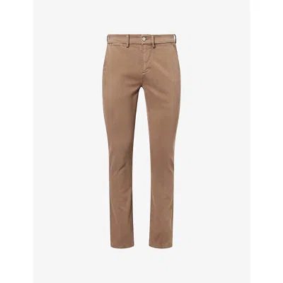 7 For All Mankind Ens Sateen Cub Slimmy Chino Straight-leg Stretch-cotton Blend Trousers In Brown
